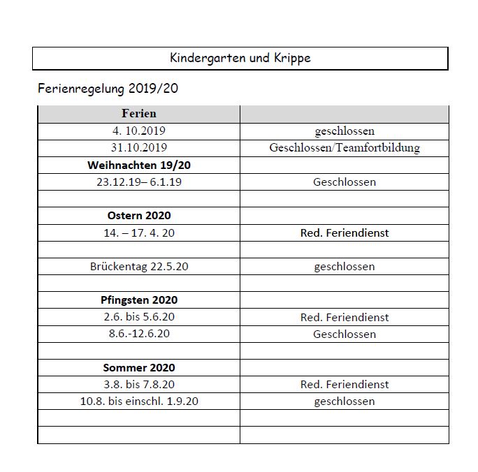 Ferienregelung 2019/2020 Ferienregelung 2019/2020