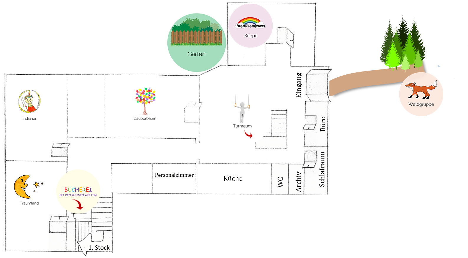 Grossansicht in neuem Fenster: Grundriss Kindergarten Wolfersdorf