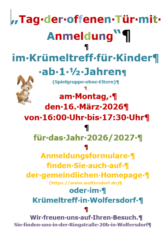 Tag der offenen Tür im Krümeltreff 2026